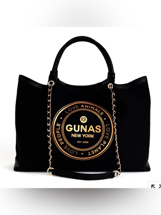 Gunas Handbags - NWOT Gunas New York “Ruth” Double Handle Black Vegan Canvas Tote
